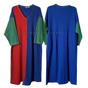 vtg Vanity Fair • Nine to Five | Colorblock Waffle Knit House Dress